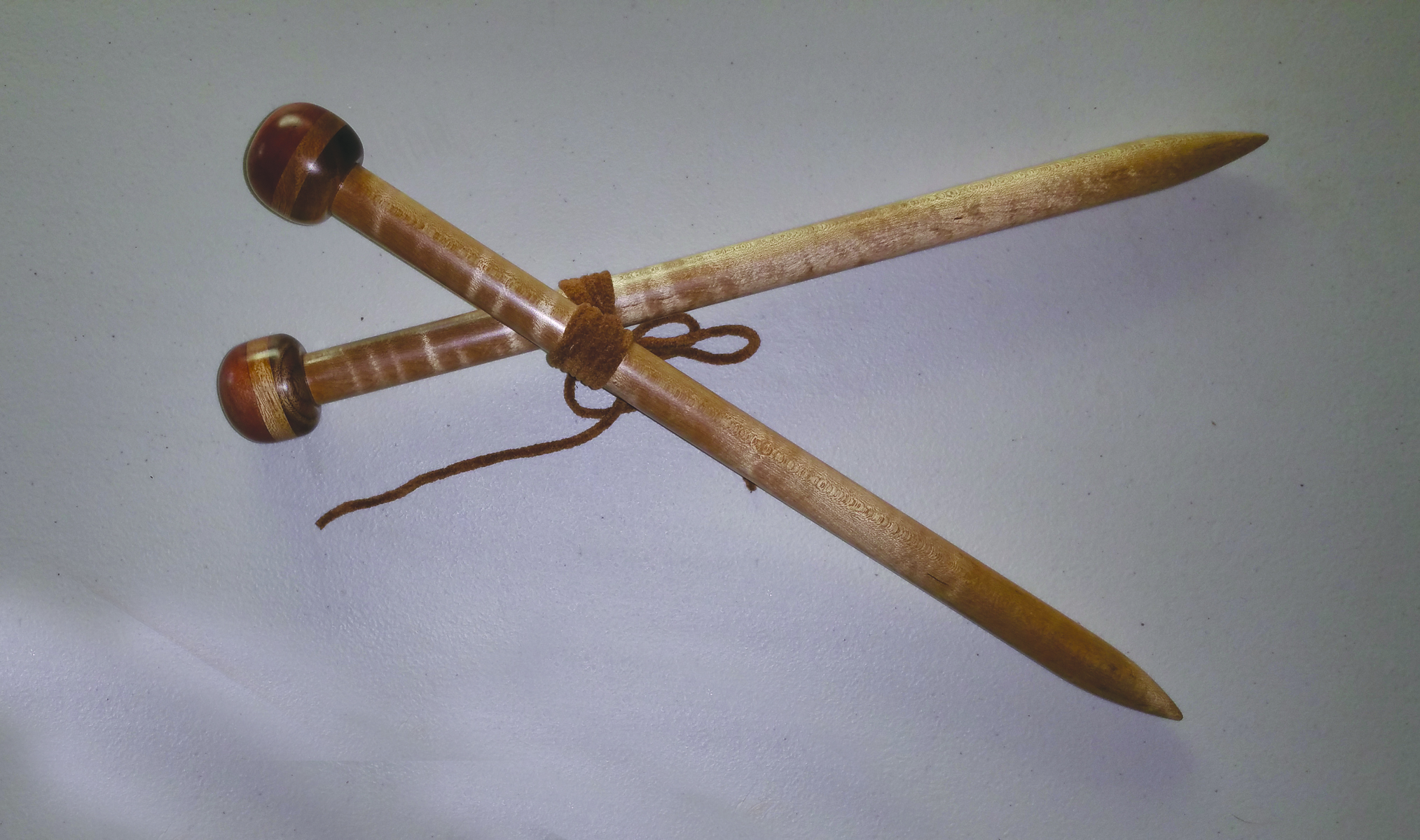 Hand-Crafted wooden knitting needles created by Gerry Ludlow
